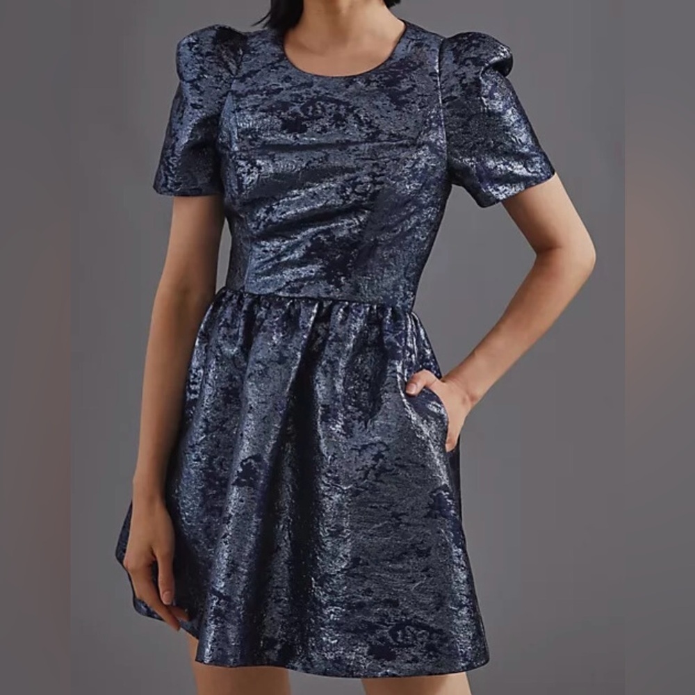 Black Halo by Anthropologie Metallic Mini Dress